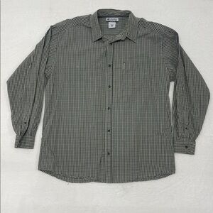 Columbia Long Sleeve Button Shirt Green Plaid Mens XL